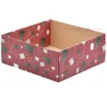 Red trees and gifts print bottom for mini corrugated carton box 190x190x80mm