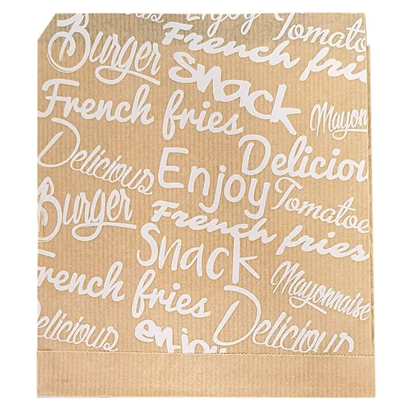 Hampurilaistasku 16,5x17cm, ruskea, painettu "Snack French Fries"