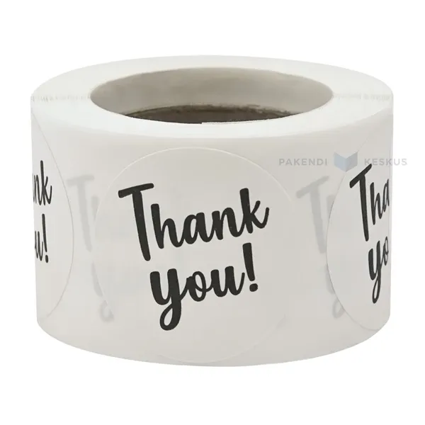 White label ''Thank you!'' print diameter 40mm, 250pcs/roll