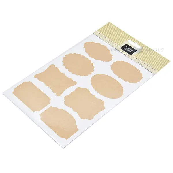 Brown board-shaped stickers 63x38-50mm, 32pcs/pack