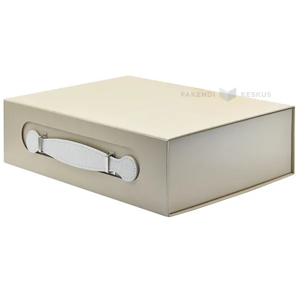 Beige gift box with handle 320x235x95mm