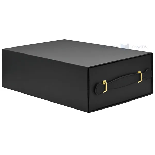 Black gift box with handle for wine 245x125x360mm