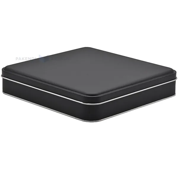 Matte black silver inside metal box with lid 215x215x40mm