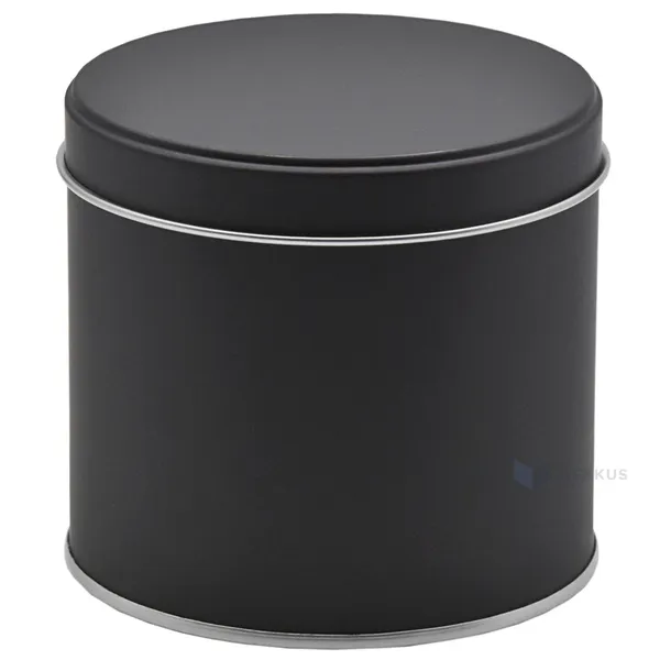 Matte black silver inside metal box with lid with diameter 99mm with height 90mm