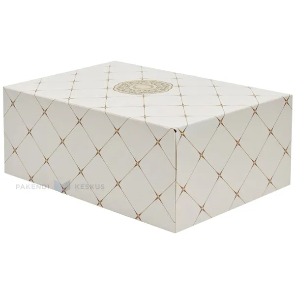 Kuldse mustriga koogikarp ühendatud kaanega 31x22x8cm, pakis 15tk