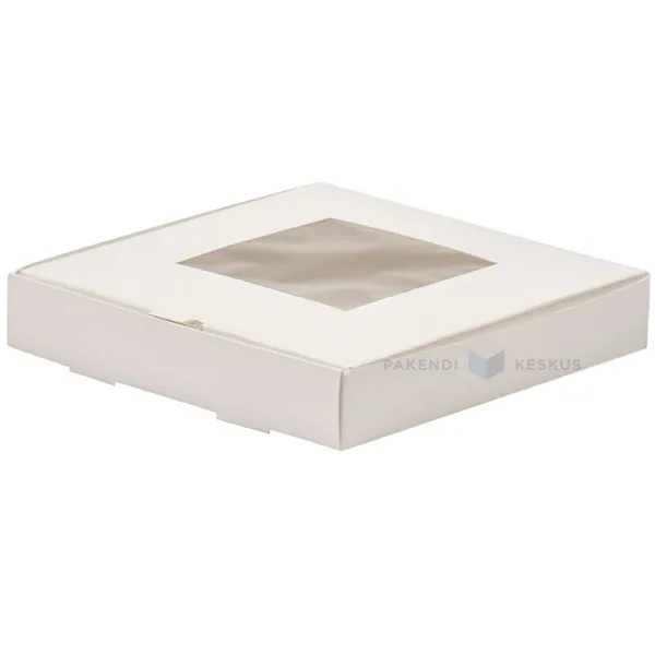 Cake box with window and joined lid 18x18+3,5cm, 200pcs/pack