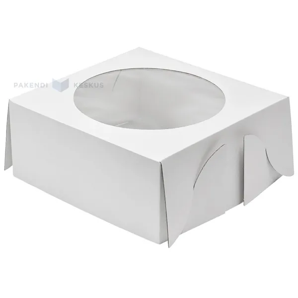 White lid with window for mini corrugated carton cake box 30x30+13cm, 25pcs/pack