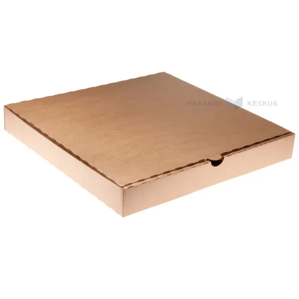 Brown minicorrugated carton pizza box 36x36+3,5cm, 50pcs/pack