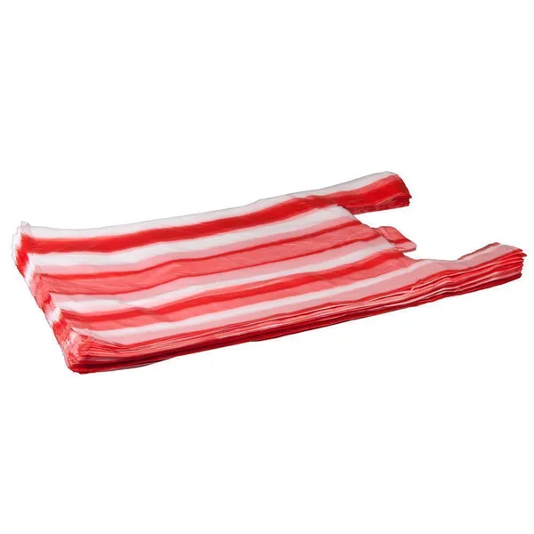 Särksangaga punase-valge triibuline kilekott 30+18x55cm, pakis 100tk