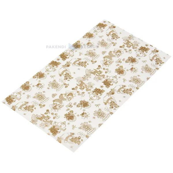 Golden Christmas print polypropylene bag 20x35cm, 50pcs/pack