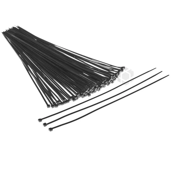 Melni plastmasas kabeļu savilcēji 3,6x300mm, 100gb/iepakojumā