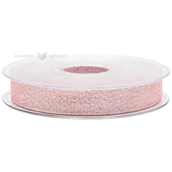 Shining pink lurex ribbon 15mm wide, 30m/roll