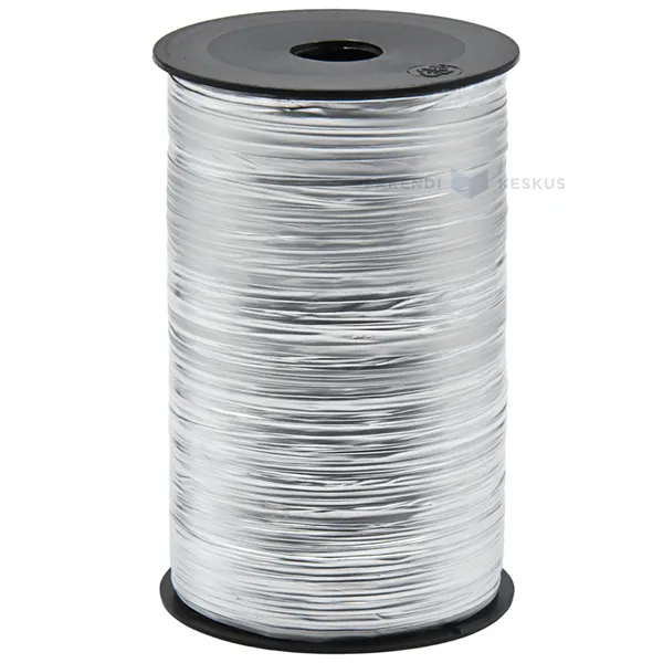 Metallic silver ribbon, 50m/roll