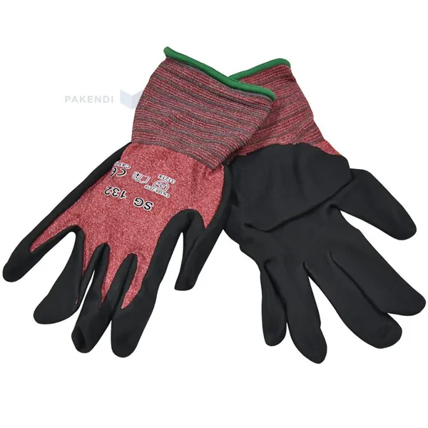 Punased nailon/spandex sõrmikud peopesal vahtnitriilkumm nr. 8