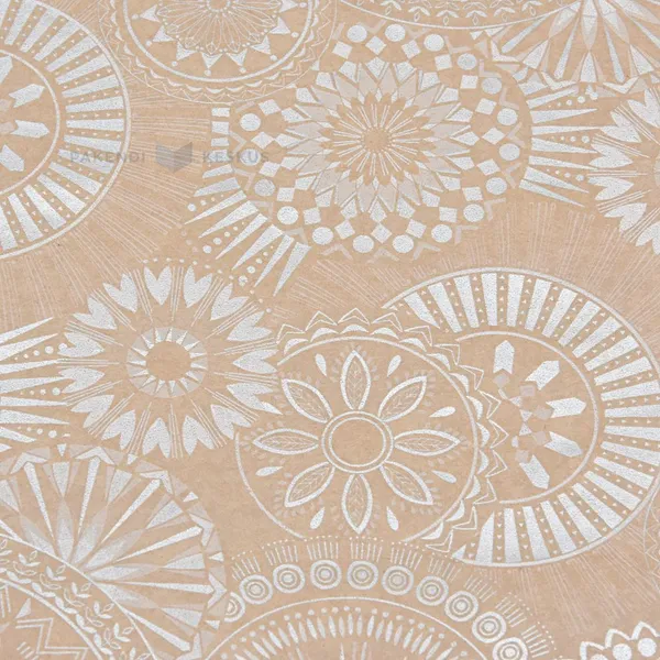 Brown ornaments print packaging paper 0,7m wide 70g/m2, 25m/roll