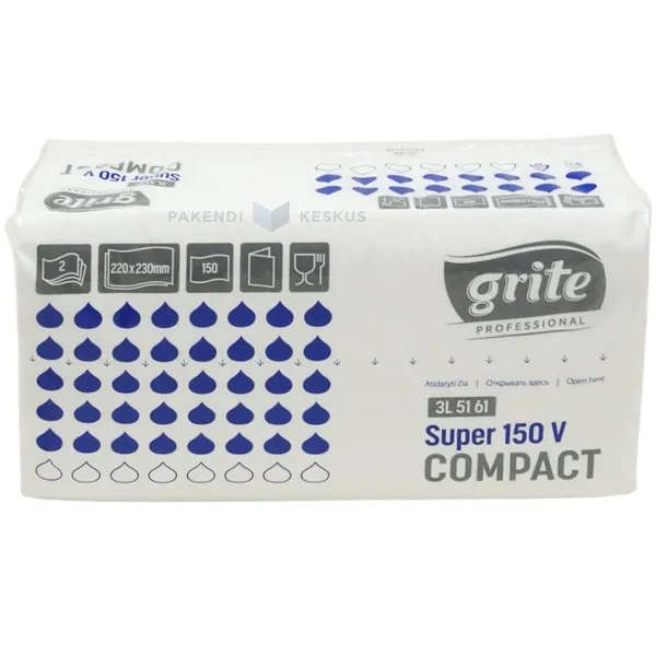 2-слойная салфетка для рук Grite Super 150V Compact, в упаковке 150шт