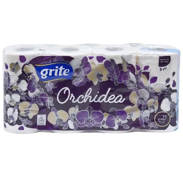 3-layered toilet paper Grite Orchidea 9,6cm wide, 21,25m/roll 8rolls/pack '