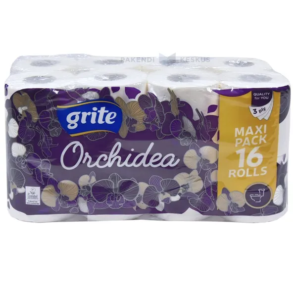 3-kihiline tualettpaber Grite Orchidea 9,6cm lai rullis 21,25m, pakis 16rulli