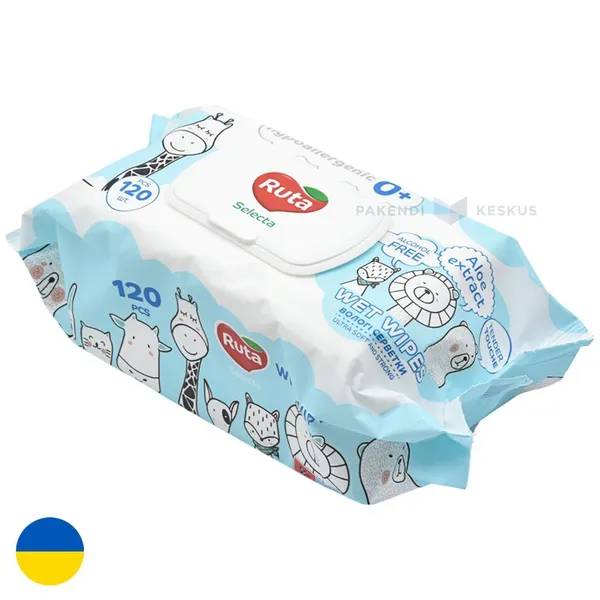 Hüpoallergeensed niisked salvrätikud 15x18,5cm vanusest 0+, pakis 120tk