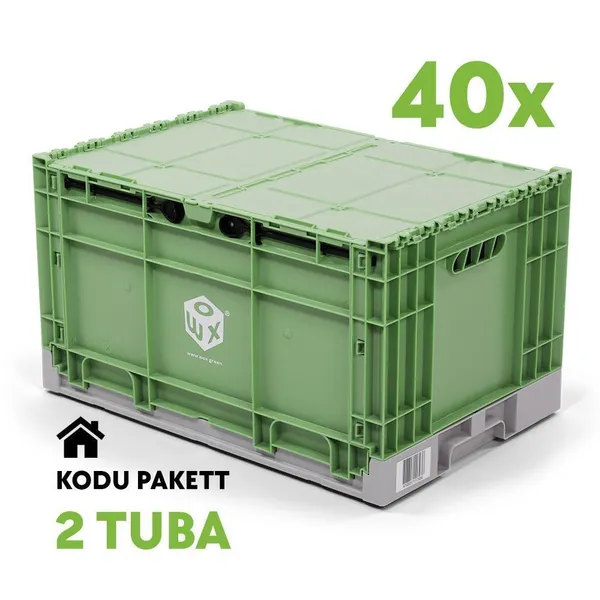 RENT-KODU PAKETT 2 TUBA-Plastikust kokkupandav kolimiskast WOXBOX 600x400x340mm, komplektis 40tk