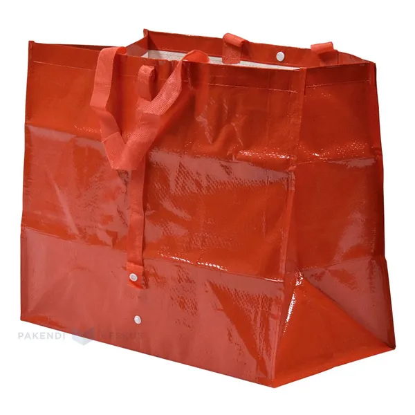 Punane PP-kangast kärukott kahe sangaga 45+26x38cm