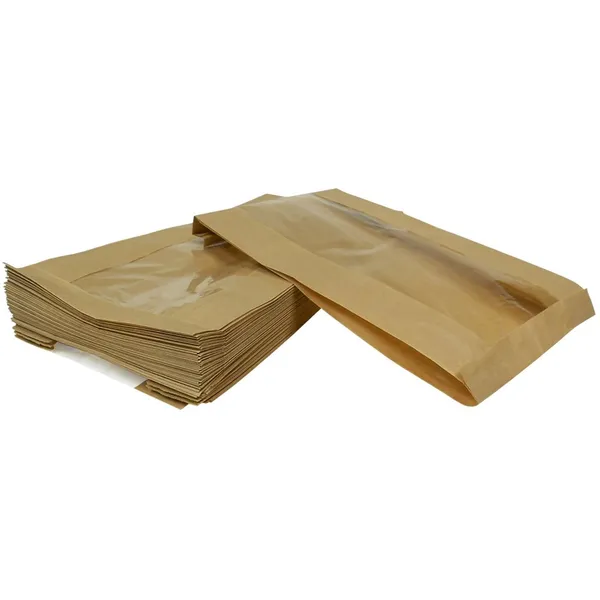 Aknaga pruun paberkott 18x6x33cm, pakis 100tk