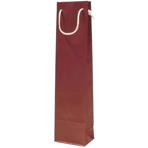 Red paper bag for wine with rope handles 9,5+6,5x38cm