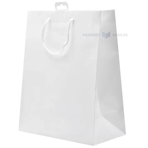 Shiny white gift bag with white rope handle 26+13x32cm