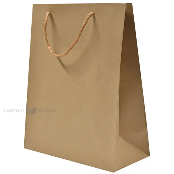Nöörsangaga pruun kinkekott 26+12x32cm