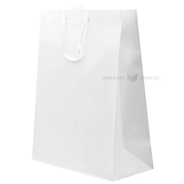 Shiny white gift bag with white rope handle 32+14x40cm