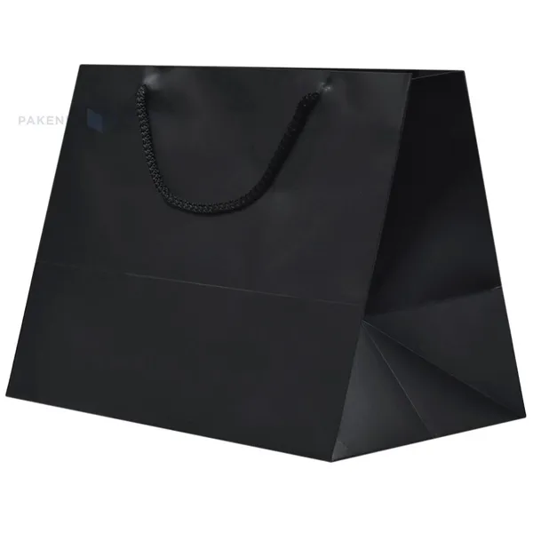 Matte black paper bag with rope handles 35+22x27,5cm