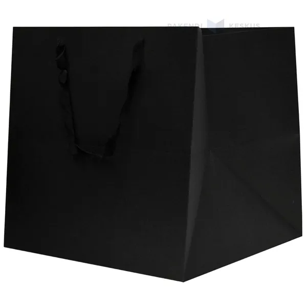 Black paper bag with ribbon handles 40+40x40cm