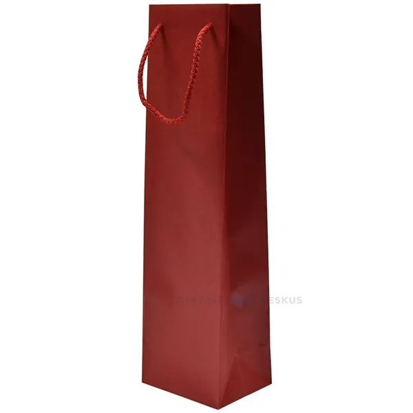 Red paper bag for wine with rope handles 10+10x35cm