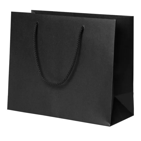 Glittery black paper bag with rope handles 24+10x20cm