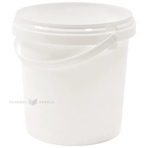 White plastic bucket without lid with handle 1000ml / 1L with diameter 130mm
