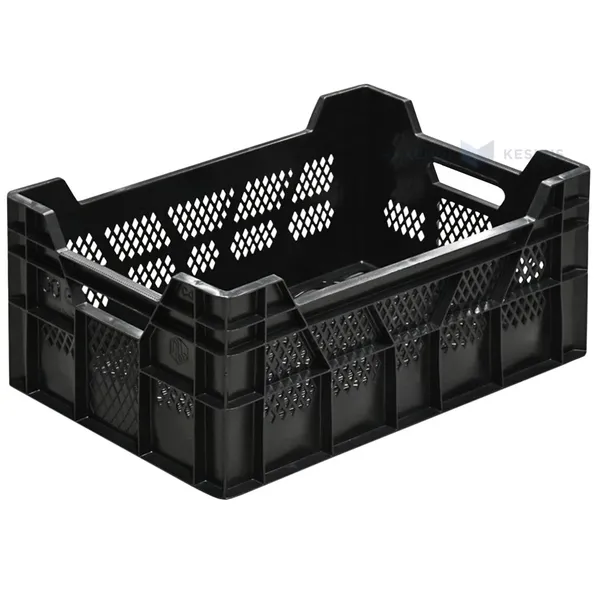 Black plastic crate 600x400x262mm max 44L / 20kg