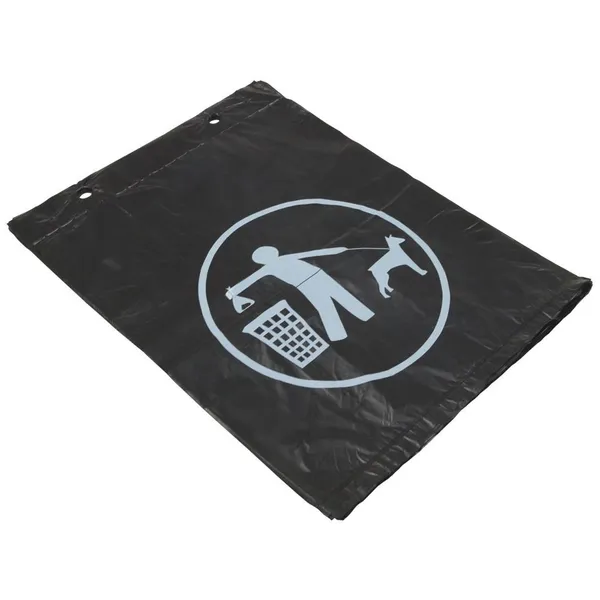 Must kilekott looma väljaheite korjamiseks 25x30+4cm trükiga, plokis 100tk
