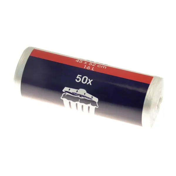 Läbipaistev prügikott HD 16L, rullis 50tk