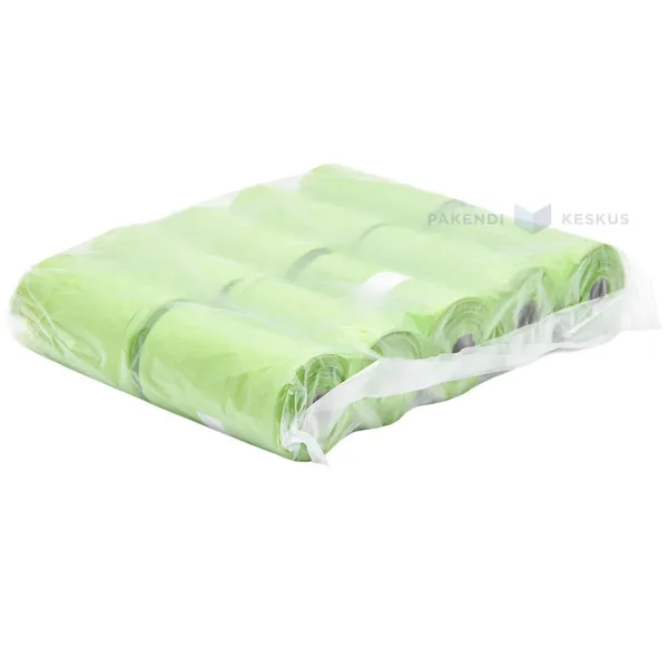 Compostable and biodegradable bag for picking up animal feces 23x31cm 15mic, 10rolls/pack and 15pcs/roll
