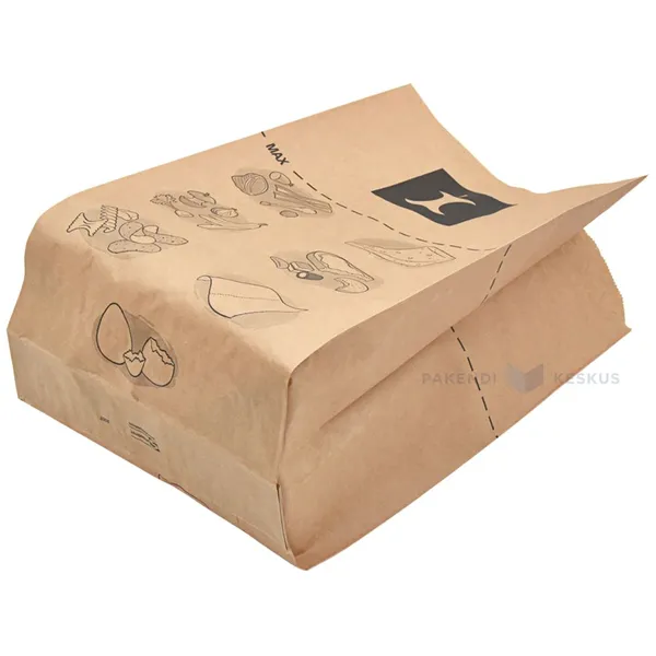 Brown compostable paper garbage bags 20+14x34cm 8L 70g/m2, 80pcs/pack