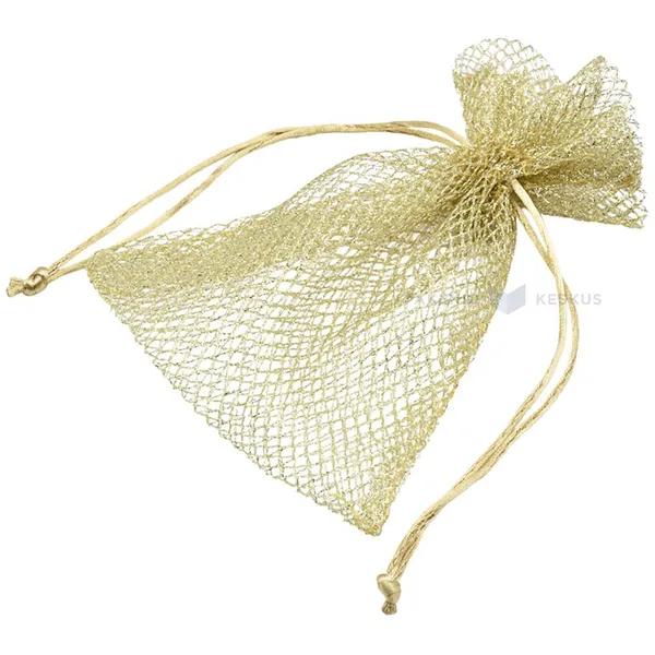 Golden lurex gift bag with drawstring 12x17cm, 10pcs/pack