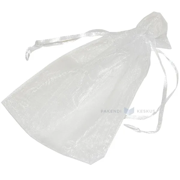 Valge nööriga organza kott 11x16cm, pakis 10tk