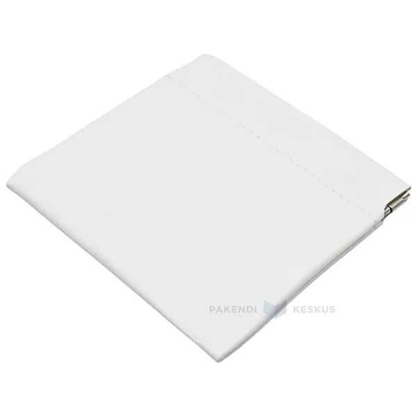 White PU faux leather pouch 11x10,5cm with metal squeeze top closure