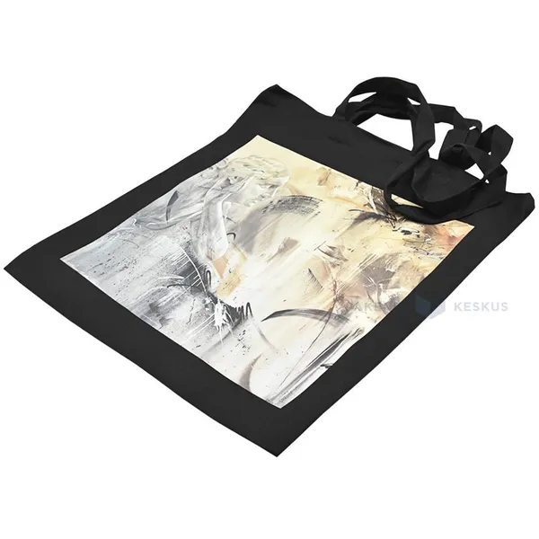 ''Woman'' print black textile bag with double handles 40x45cm thickness 240g/m2