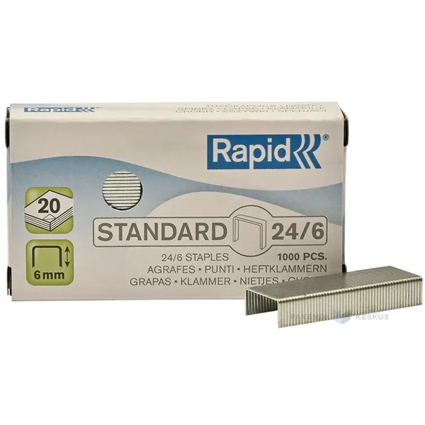 Klammerdaja klambrid Rapid Standard 24/6 vask, karbis 1000tk