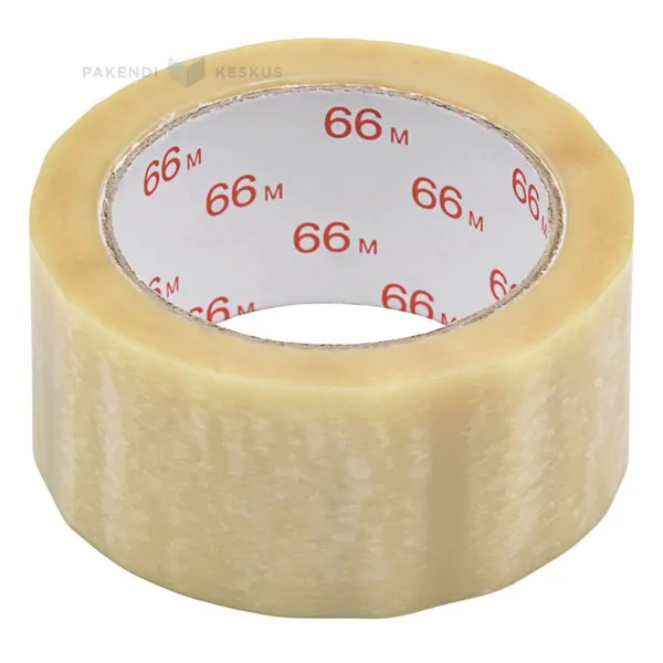 Läbipaistev pakketeip PVC 50mm lai, rullis 66m