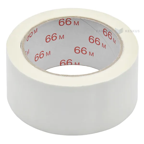 Valge pakketeip PVC 50mm lai, rullis 66m