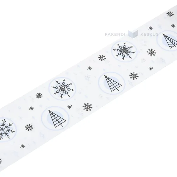 Trees and snowflakes white paper packaging tape 50mm wide, 50m/roll