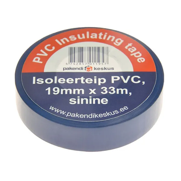 Sininen PVC-eristeteippi, 19 mm leveä, 33 m/rulla