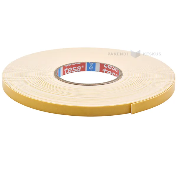 Divpusēja līmlente Tesa 4957 PE putu balta 12mm platumā, 25m/rullī